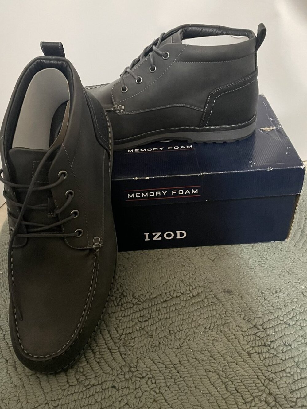 IZOD Men's Larsson Boots Charcoal Size 13 Memory Foam Lace up NWT